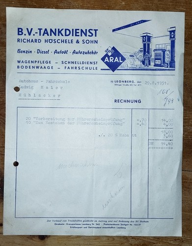 Aral alte rechnung - alte, fahrschule