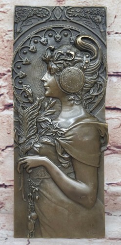 Bronze relief einer frau - relief,