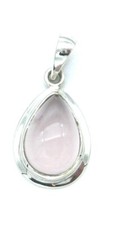 Anhänger Rosenquarz Tropfen 16x33 mm 925er Silber