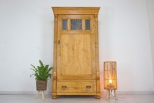 schöner Gründerzeit-Schrank, Weichholz, restauriert von 1900 mit Strukturglas