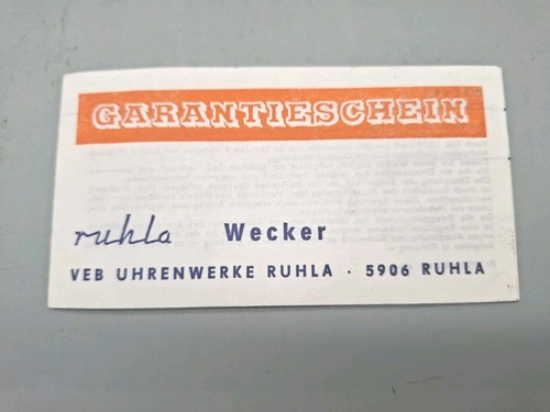 Garantieschein ruhla wecker - garantieschein,