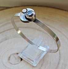 Sten & Laine 925 Sterling Silber Armreif, 1 x Bergkristall, Turku Finnland 1979