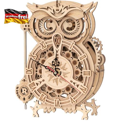 Holz eulenuhr holzpuzzle - holz,
