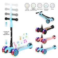 Faltbar Kinder Roller LED Räder Kinderscooter Dreiradscooter Scooter Cityroller