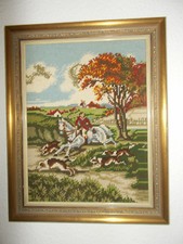 Gobelin Bild mit echter Handarbeit Edler Rahmen Gestickt