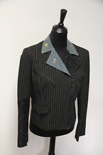 Blazerjacke Nadelstreifen Jeans Spitze schwarz blau Gr. 40 kurze Jacke TOFFS!