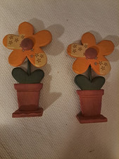  2 Deko Holz Blumen Zum hinstellen