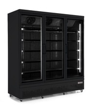 Kühlschrank/Wandkühlregal Jumbo Black mit 3 Glastüren, innen und außen schwarz