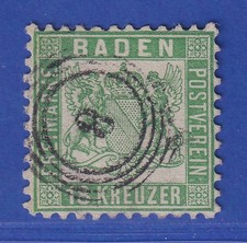 Baden 1862 Wappen 18 Kr Mi.-Nr. 21a mit Fünfring-Nr.-O 8 Baden gpr. FLEMMING BPP