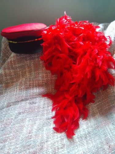 Burlesque kostüm rot feder - rot,