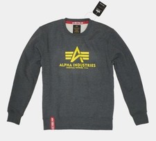 ALPHA INDUSTRIES BASIC SWEATSHIRT HERREN PULLOVER SWEATER PULLI NEW CHARCOAL S