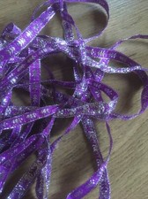 7,45 Meter x 10 mm Geschenkband Lila Silber Brokat Schleifenband Band Schnur