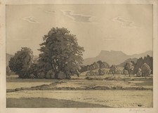 Rudolf Sieck: Im Chiemgau - Farbradierung, signiert