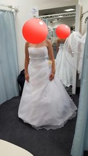 ☆DesignerBrautkleid Gr.46 Strass schulterfrei A-Linie weiß für Schwangerschaft☆