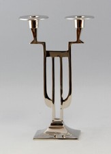 9977006 Leuchter 2-flammig silberfarben vernickelt Jugendstil neu h29cm