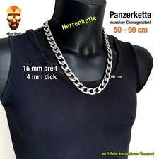 15 mm Panzerkette Herren Halskette Edelstahl Biker Königskette Skull Anhänger 02