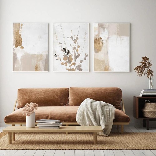 3er poster set - beige, abstrakt