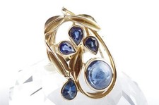 Ring mit Saphir Safir Cabochon Tropfen in aus 585 er 14K Gelbgold Gr. 54 -