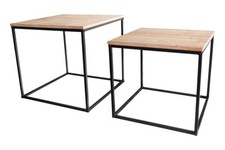 Beistelltisch Metalltisch Holz Kiefer Couchtisch Sofatisch Kaffeetisch 39/45 cm