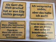 4 Stück Sprüche Schilder witzige Schilder selbstklebend Gelb  /KunstRegSchild-45