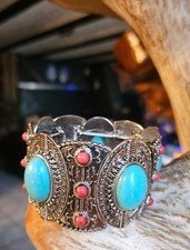 Armreif Vintage Little Big Horn Armband Indianerschmuck Türkisfarbenes Offenes