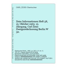 Zeiss Informationen Heft 58, 15. Oktober 1965. 13 CARL ZEISS Oberkochen  (Hrsg.