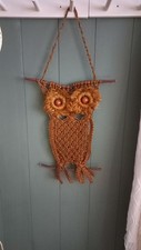 Makramee Eule Wandbehang Wandteppich Handarbeit vintage retro