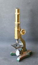 Antikes klappbares Messing Mikroskop mit Lochblende, Spiegel , funktionsfähig.