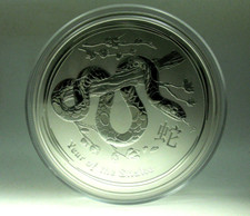 2 Unzen Silbermünze Australien 2 Dollar Lunar II - JAHR DES SCHLANGE 2013