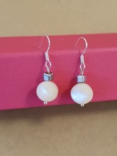  Damen Ohrringe Perlmutt Edelstein D 10m 925 Silber Elfenbein