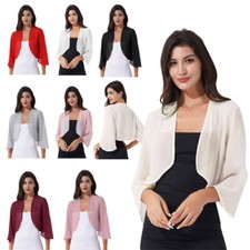 DE Damen Chiffon Schulterjacke Festlich Jacke Bolerojacke Cardigan Oberteile