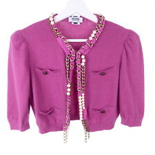 MOSCHINO Cardigan Strickjacke Jäckchen Bolero Kette Perlen Pink Gr. DE 38 M