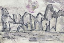 Häuser Stadtmauer Architektur Joachim Cordsen Berlin Skizze Expressiv