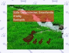 Gartendeko 4er SET Rost Edelrost Stecker Enten Metall Deko Garten Figuren
