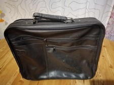 Crowns Club Koffer Leder Aktenkoffer Vintage Reise Tasche schwarz