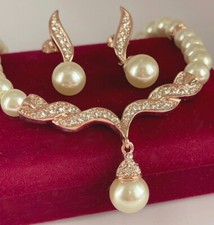 Luxus Perlen Schmuckset Zirkon