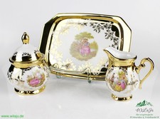 Sammlerobjekt Kleiber Porzellan Milchkännchen Zuckerdose Tablett 22 Karat Gold