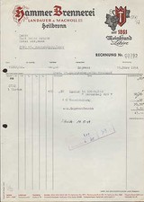 HEILBRONN, Rechnung 1954, Hammer-Brennerei Landauer & Macholl GmbH