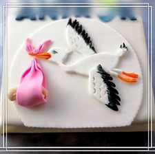 Baby Storch Tortenaufleger aus