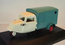 Schuco 1/43 Tempo Dreirad Kastenwagen beige/grün in Plexi-Box #2344