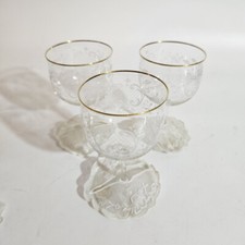 Spiegelau Mozart 3 alte Weingläser Ätzschliff Goldrand Spitzenuntersetzer