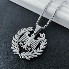 Edelstahl Deutscher Adler Anhänger mit Kette - Halskette Edelstahl poliert 60 cm