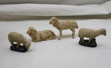 4 x Antike Krippen Figuren „Schafe Schafherde“ Holz/Keramik ~ 1920/40 Jahre