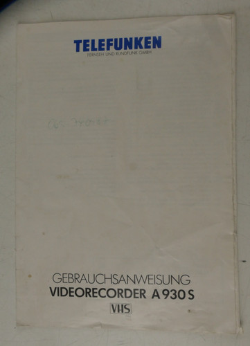 Telefunken videorecorder a930s - telefunken,