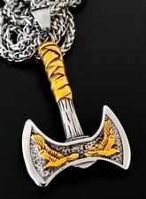 Wikinger Axt Anhänger Raben Edelstahl Halskette Odin Krieger Biker Schmuck K209