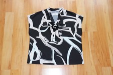 Modische leichte schwarz-weiße Bluse mit Schleifen-Kragen Gr. L für Damen