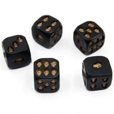 5x Totenkopf Würfel schwarz Schädel Tod Dunkle Schwarze Magie Zauber Beutel NEU