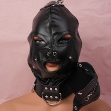 Fetisch Kopfbedeckung PU-Leder Cosplay BDSM-Enthusiasten offener Mund Ledermaske