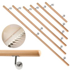 Buche Handlauf Handlaufset Geländer 50-200cm mit gewinkelte Halter Aufmontage
