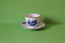 Schumann Arzberg Blaue Rose Goldrand Kaffeetasse und Untertasse Echt Cobalt